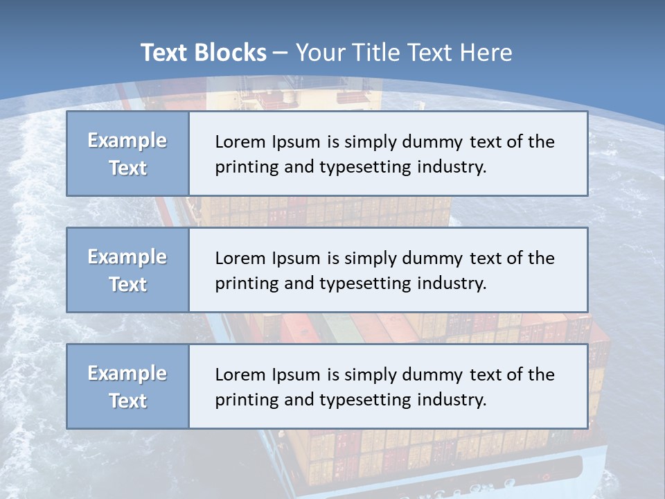 A Large Container Ship In The Ocean With A Blue Background PowerPoint Template