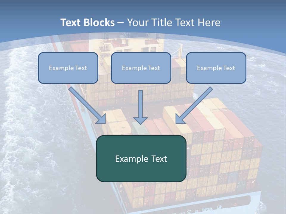 A Large Container Ship In The Ocean With A Blue Background PowerPoint Template