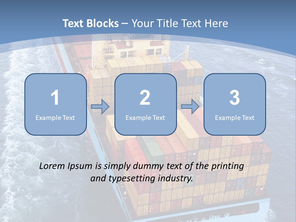 A Large Container Ship In The Ocean With A Blue Background PowerPoint Template