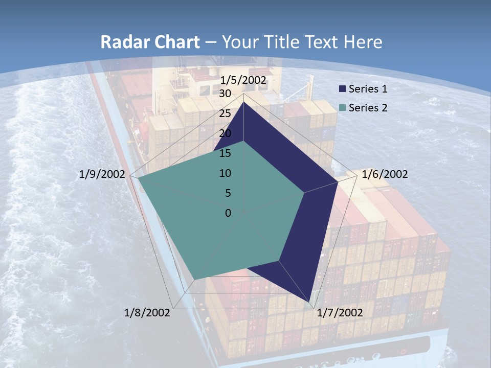 A Large Container Ship In The Ocean With A Blue Background PowerPoint Template