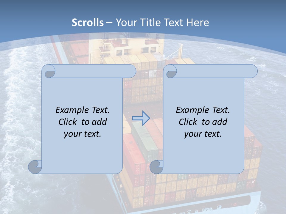A Large Container Ship In The Ocean With A Blue Background PowerPoint Template