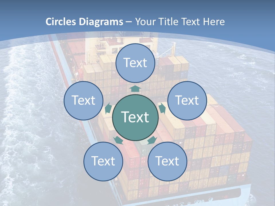 A Large Container Ship In The Ocean With A Blue Background PowerPoint Template