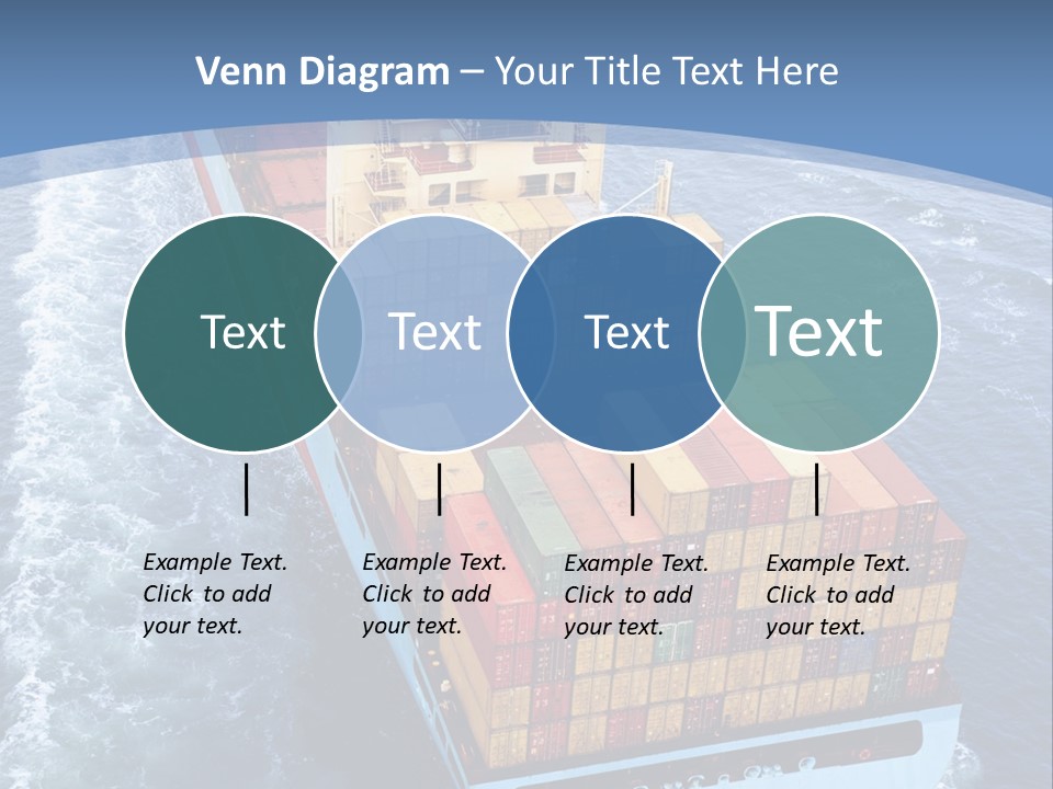 A Large Container Ship In The Ocean With A Blue Background PowerPoint Template