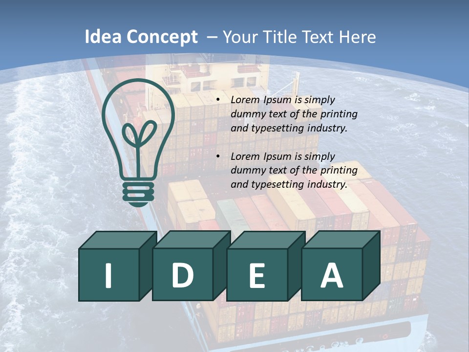 A Large Container Ship In The Ocean With A Blue Background PowerPoint Template