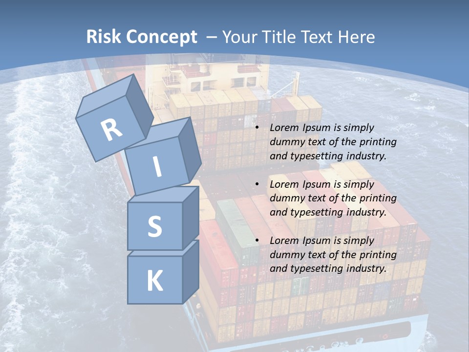 A Large Container Ship In The Ocean With A Blue Background PowerPoint Template