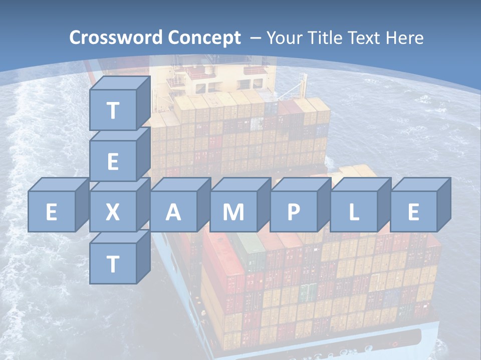 A Large Container Ship In The Ocean With A Blue Background PowerPoint Template