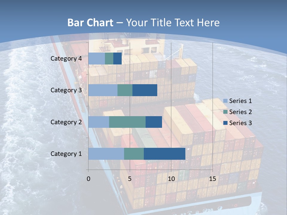 A Large Container Ship In The Ocean With A Blue Background PowerPoint Template