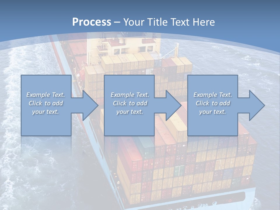 A Large Container Ship In The Ocean With A Blue Background PowerPoint Template
