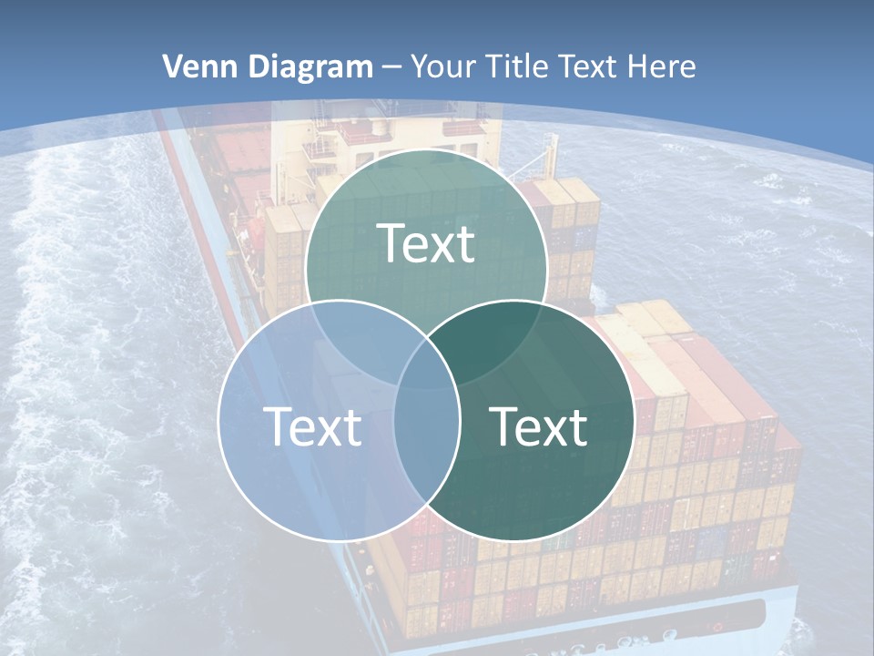 A Large Container Ship In The Ocean With A Blue Background PowerPoint Template