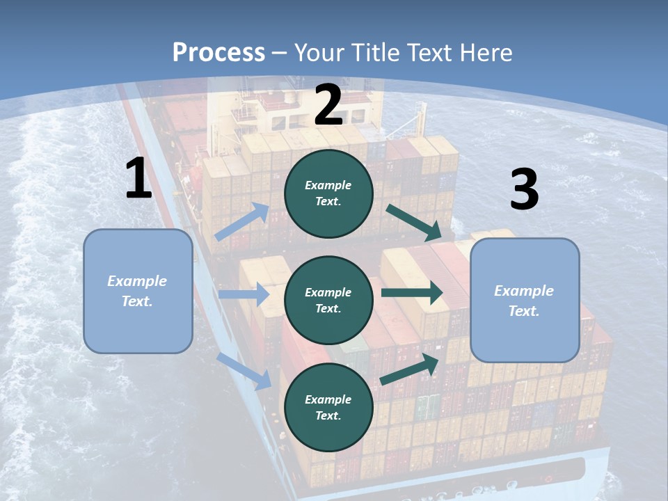 A Large Container Ship In The Ocean With A Blue Background PowerPoint Template