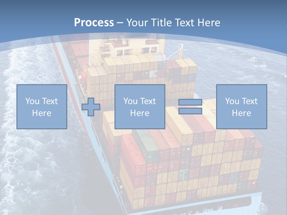 A Large Container Ship In The Ocean With A Blue Background PowerPoint Template