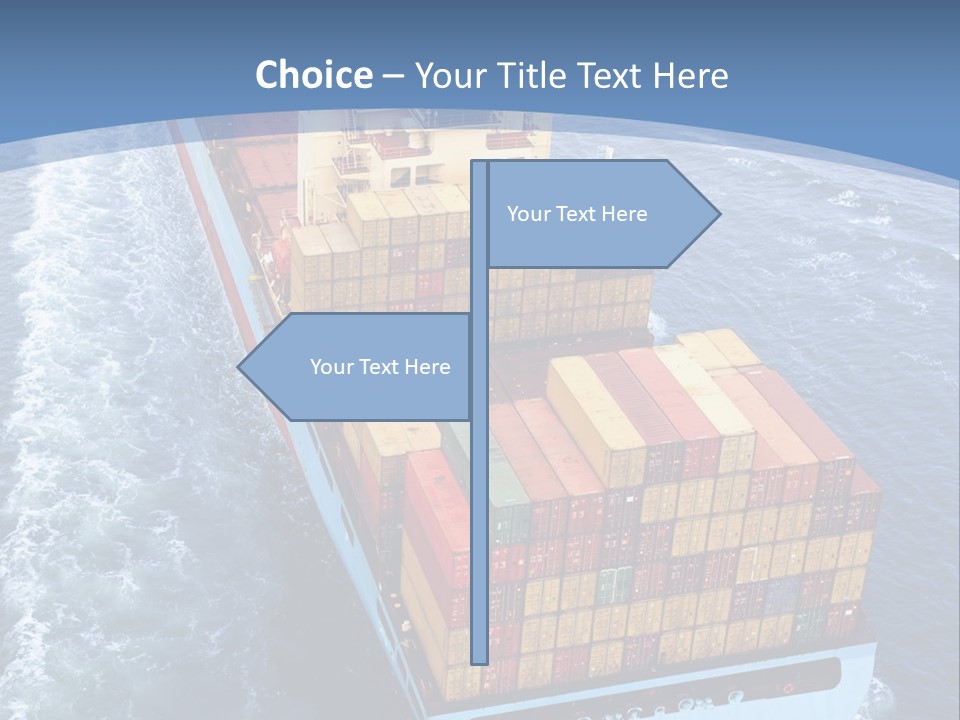 A Large Container Ship In The Ocean With A Blue Background PowerPoint Template