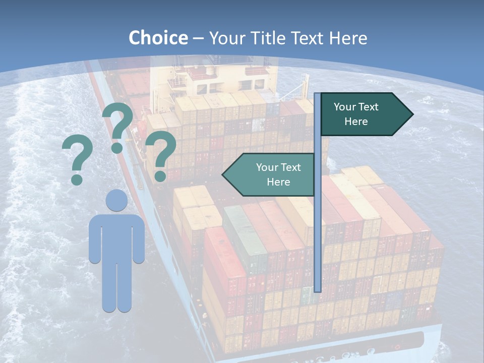 A Large Container Ship In The Ocean With A Blue Background PowerPoint Template