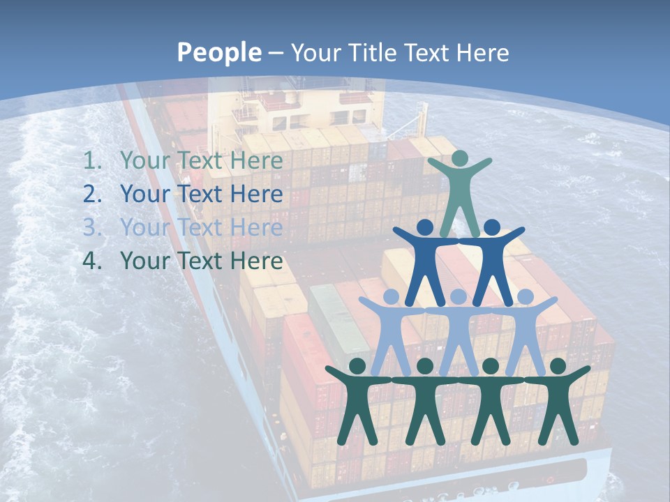 A Large Container Ship In The Ocean With A Blue Background PowerPoint Template