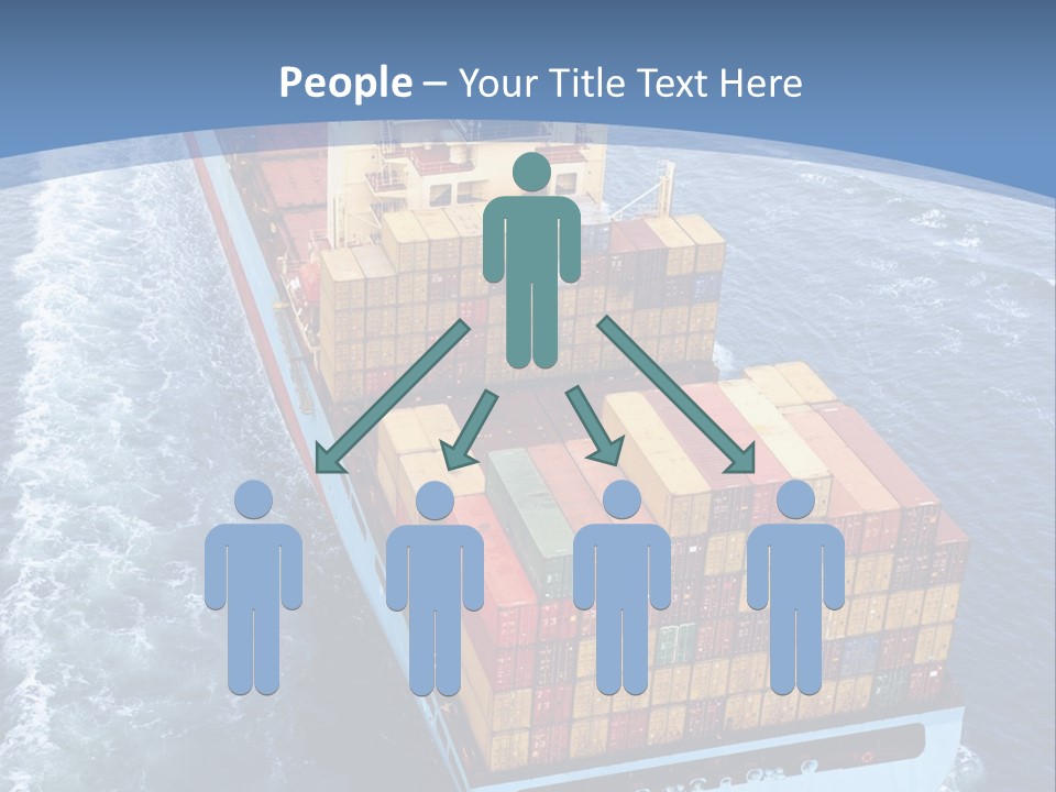 A Large Container Ship In The Ocean With A Blue Background PowerPoint Template