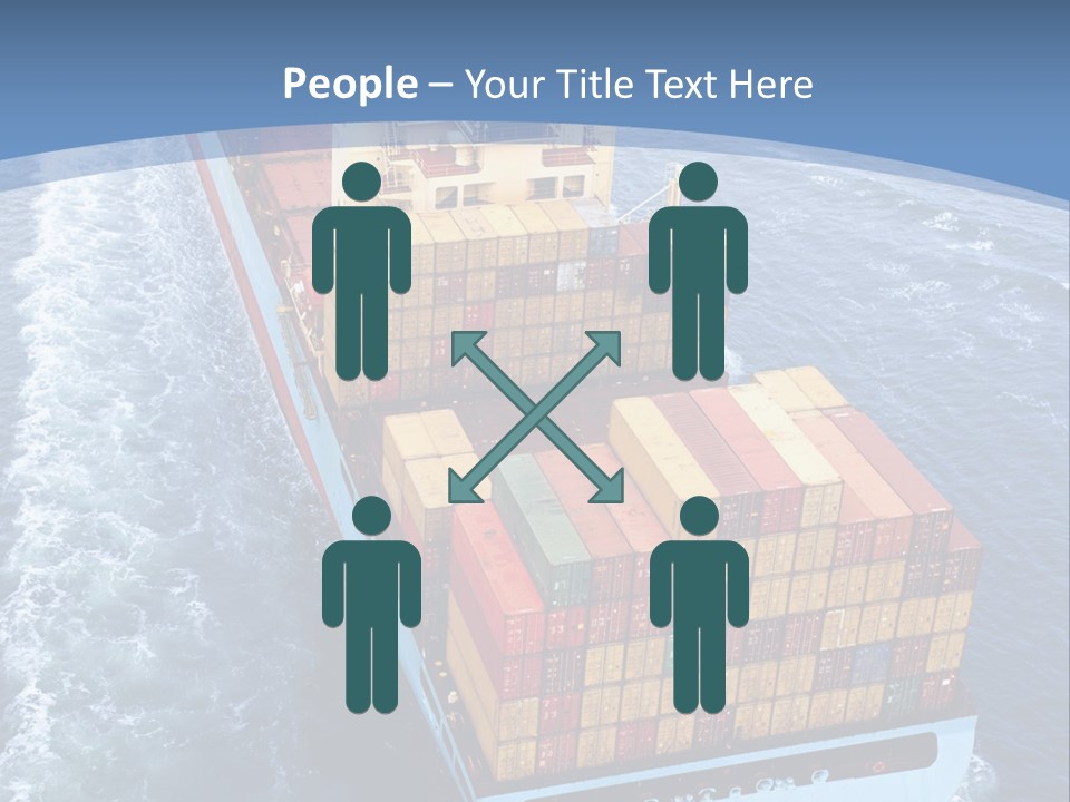 A Large Container Ship In The Ocean With A Blue Background PowerPoint Template