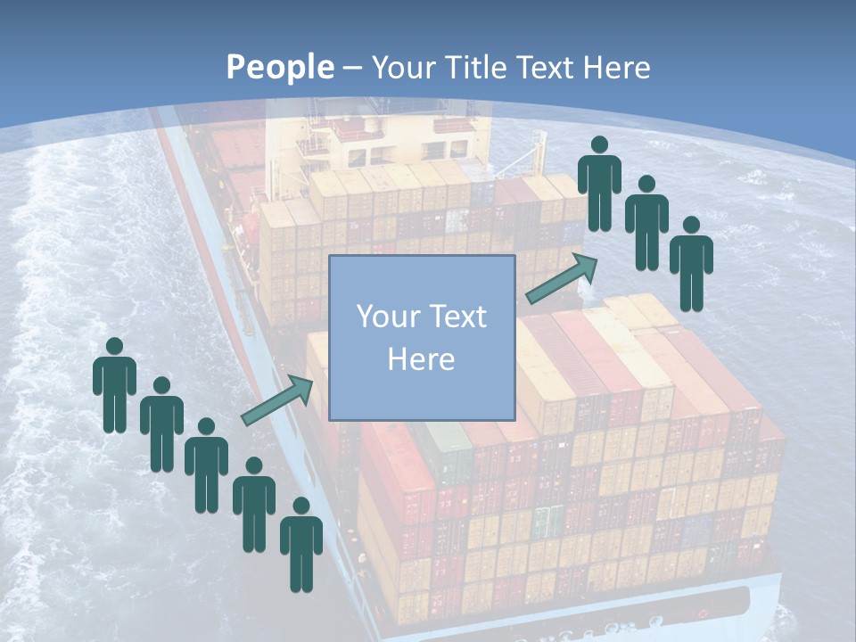A Large Container Ship In The Ocean With A Blue Background PowerPoint Template