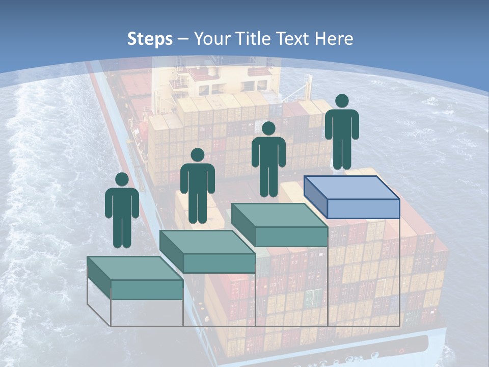 A Large Container Ship In The Ocean With A Blue Background PowerPoint Template