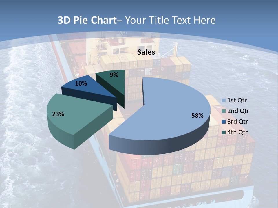 A Large Container Ship In The Ocean With A Blue Background PowerPoint Template