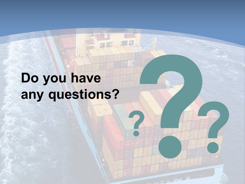 A Large Container Ship In The Ocean With A Blue Background PowerPoint Template
