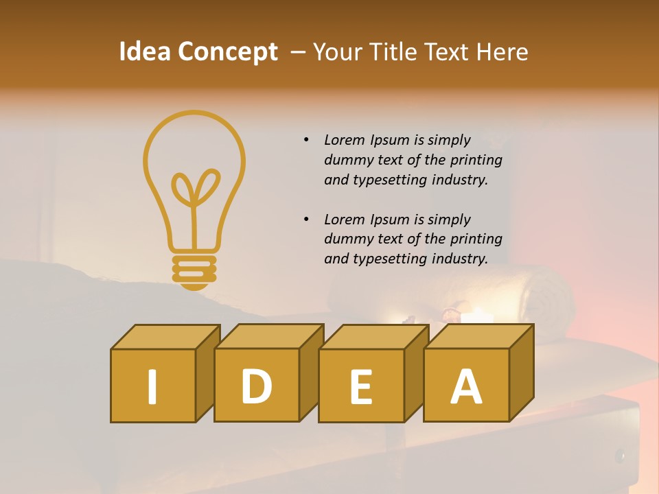 A Bed With A Pillow And A Candle On It PowerPoint Template