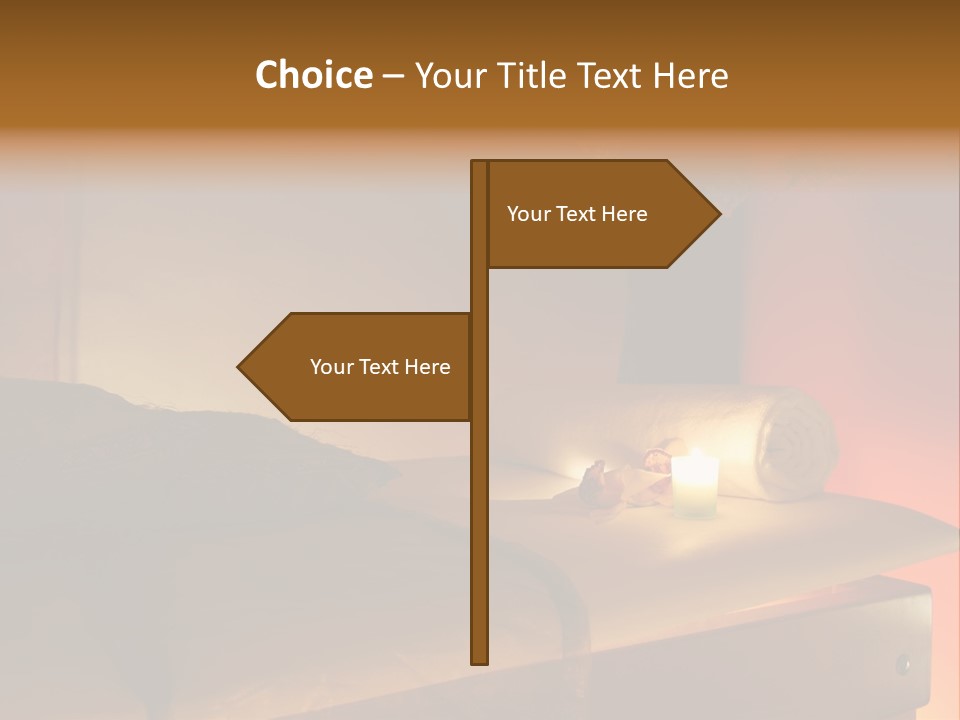A Bed With A Pillow And A Candle On It PowerPoint Template
