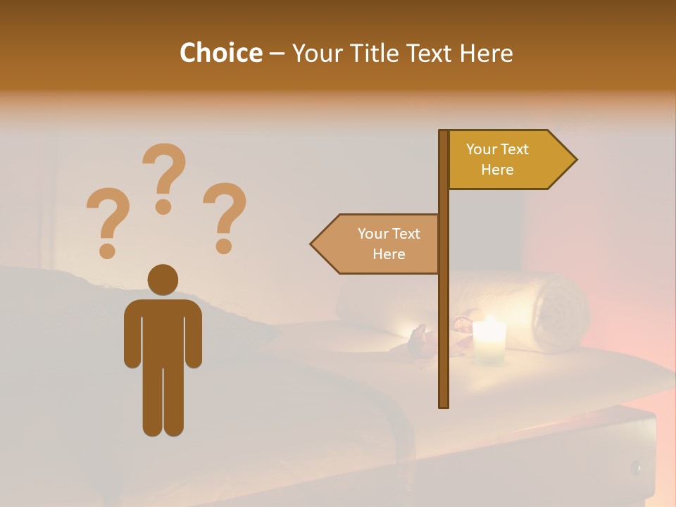 A Bed With A Pillow And A Candle On It PowerPoint Template