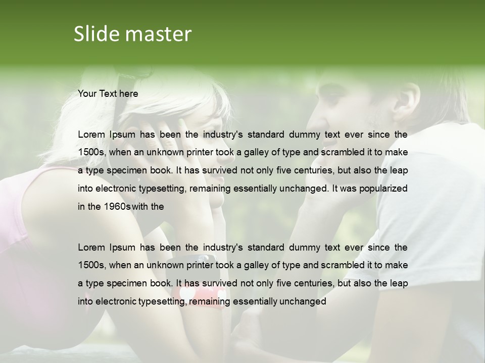 A Man And A Woman Sitting Next To Each Other PowerPoint Template