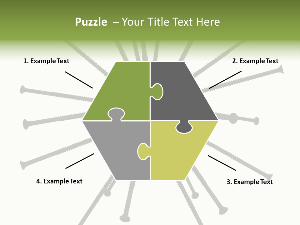 A Green Apple With Many Black Screws On It PowerPoint Template