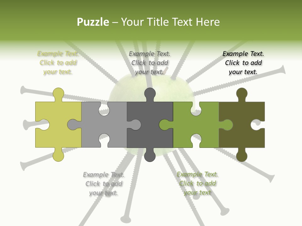 A Green Apple With Many Black Screws On It PowerPoint Template