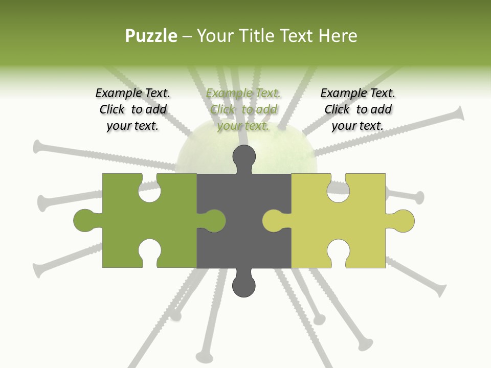 A Green Apple With Many Black Screws On It PowerPoint Template