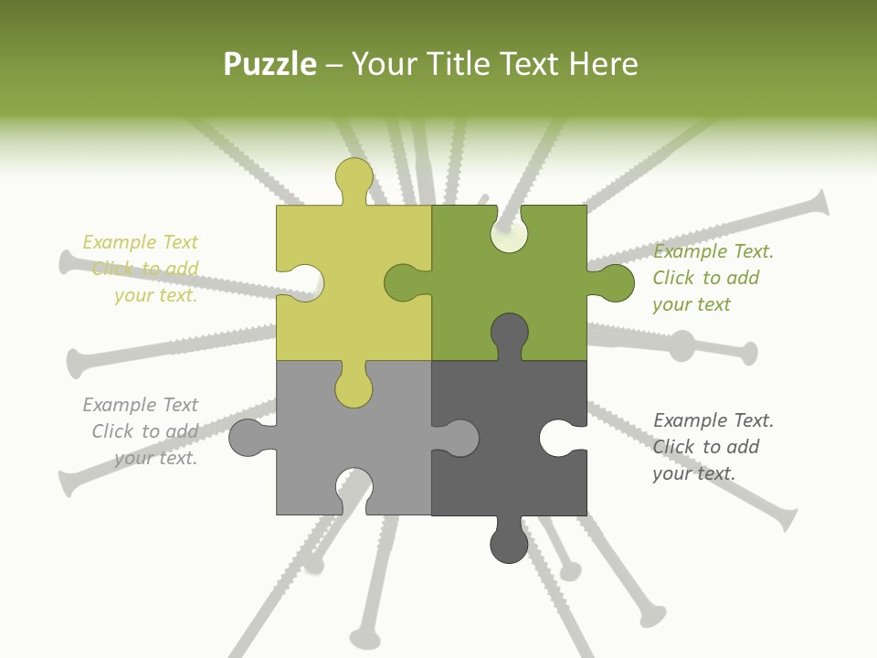 A Green Apple With Many Black Screws On It PowerPoint Template