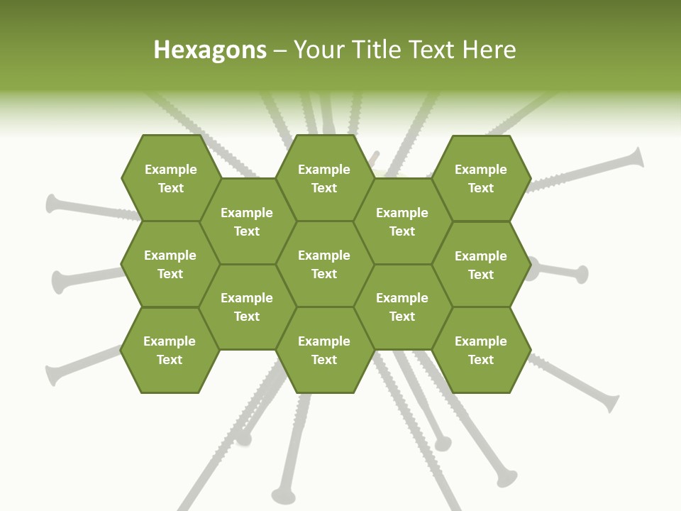 A Green Apple With Many Black Screws On It PowerPoint Template