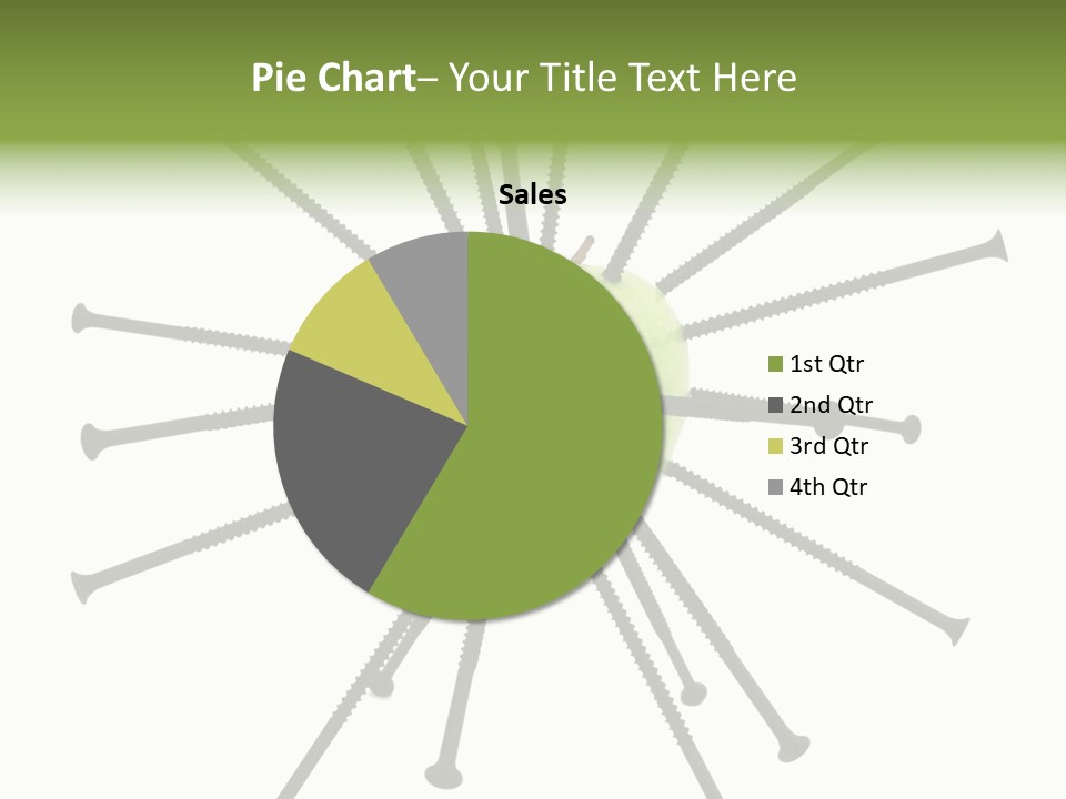 A Green Apple With Many Black Screws On It PowerPoint Template