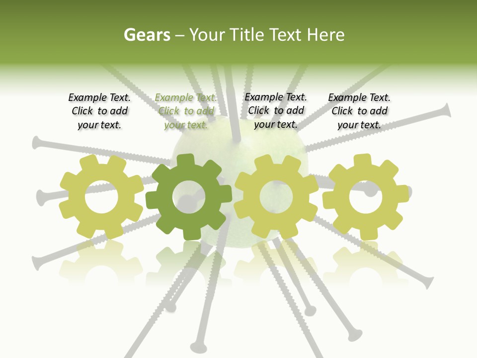 A Green Apple With Many Black Screws On It PowerPoint Template