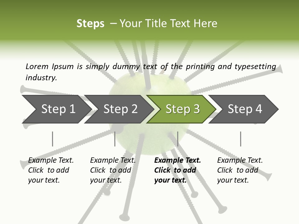 A Green Apple With Many Black Screws On It PowerPoint Template