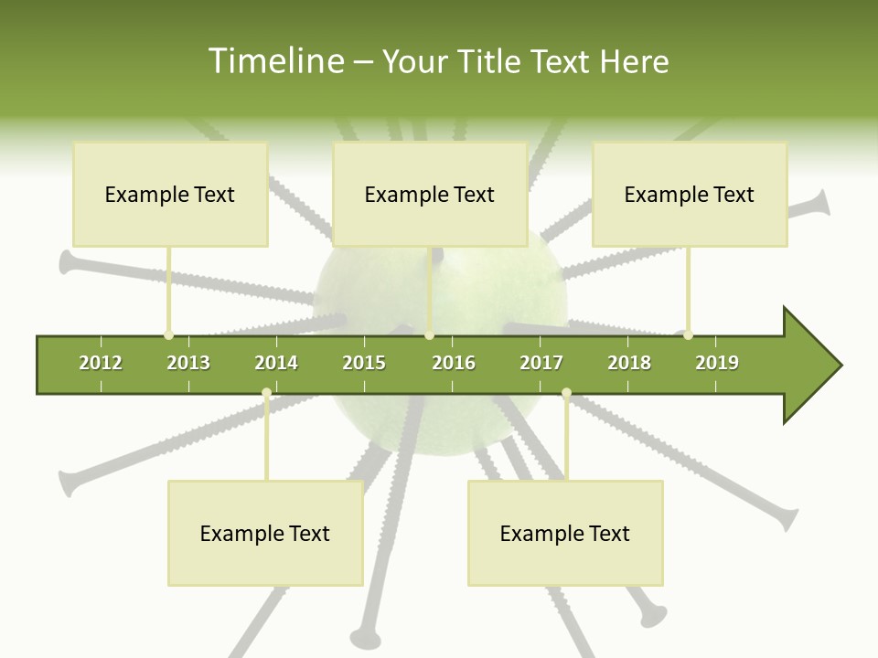 A Green Apple With Many Black Screws On It PowerPoint Template