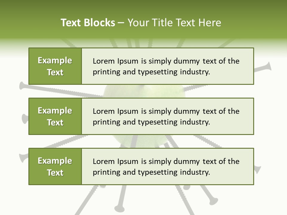 A Green Apple With Many Black Screws On It PowerPoint Template