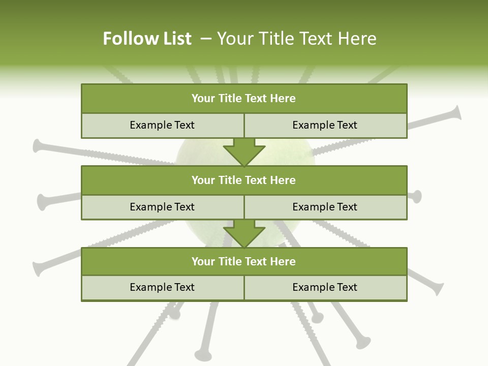 A Green Apple With Many Black Screws On It PowerPoint Template