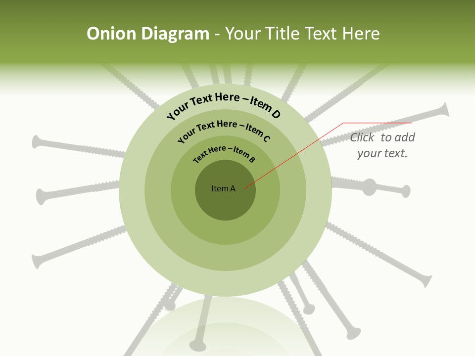 A Green Apple With Many Black Screws On It PowerPoint Template