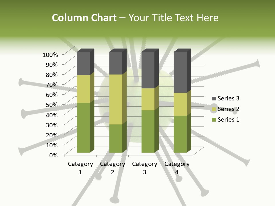A Green Apple With Many Black Screws On It PowerPoint Template