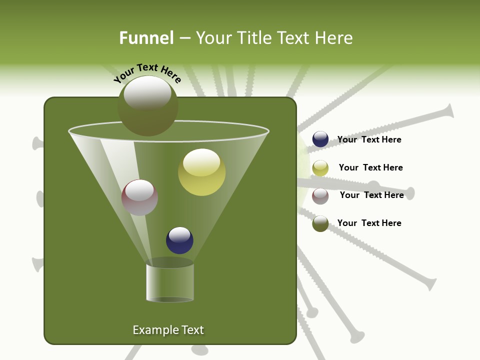 A Green Apple With Many Black Screws On It PowerPoint Template