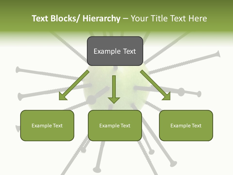 A Green Apple With Many Black Screws On It PowerPoint Template