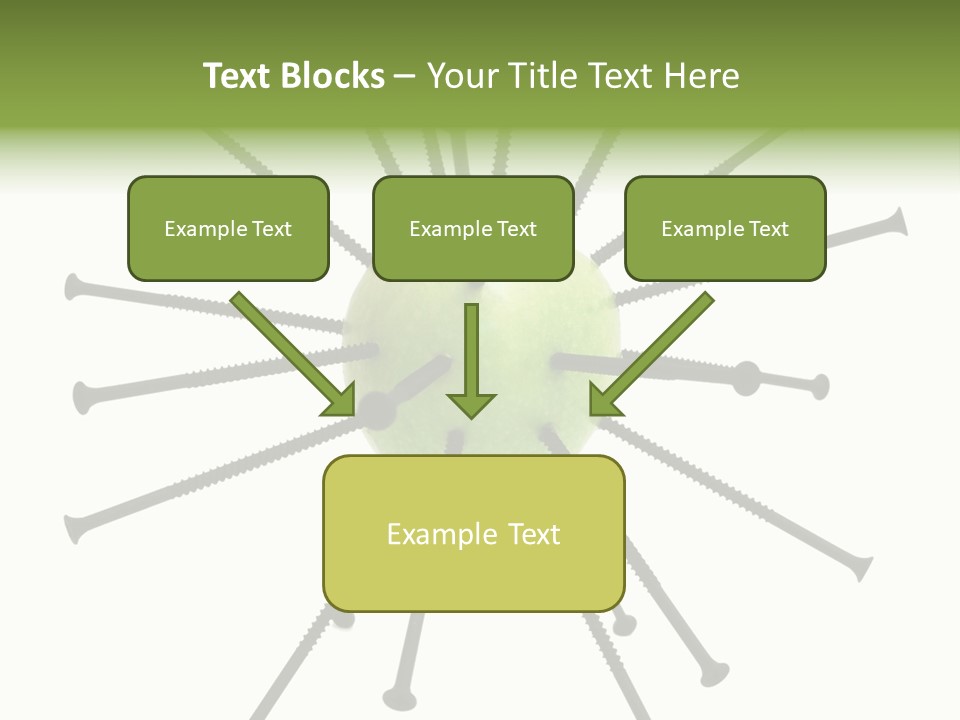 A Green Apple With Many Black Screws On It PowerPoint Template