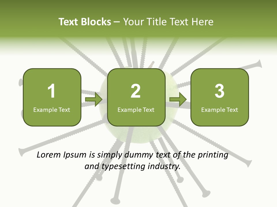 A Green Apple With Many Black Screws On It PowerPoint Template