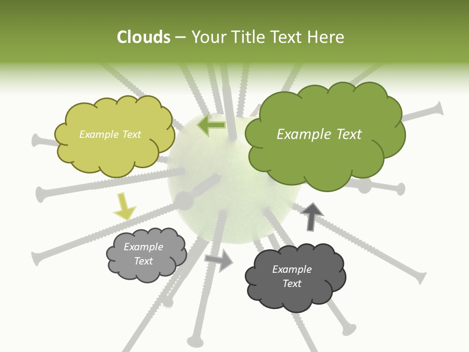 A Green Apple With Many Black Screws On It PowerPoint Template