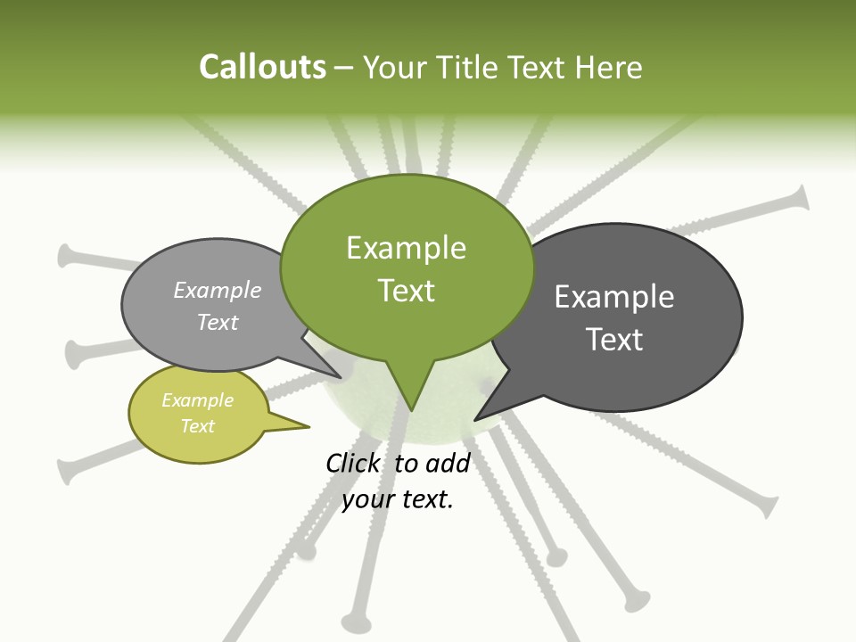 A Green Apple With Many Black Screws On It PowerPoint Template
