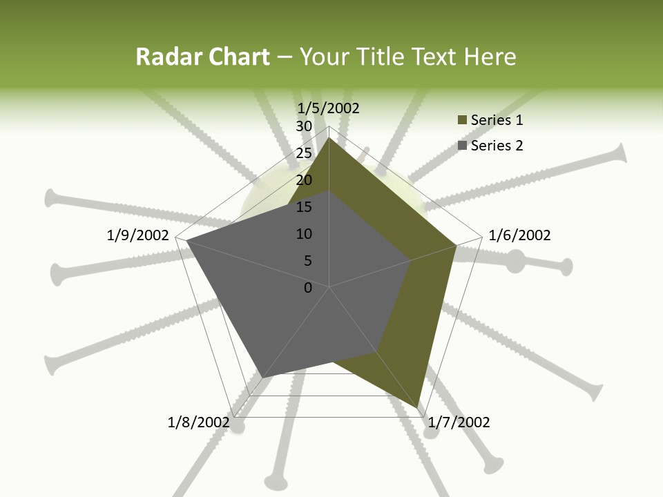 A Green Apple With Many Black Screws On It PowerPoint Template