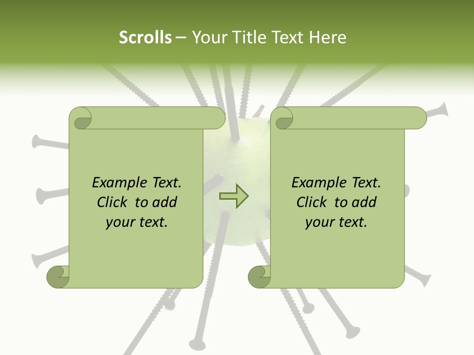A Green Apple With Many Black Screws On It PowerPoint Template
