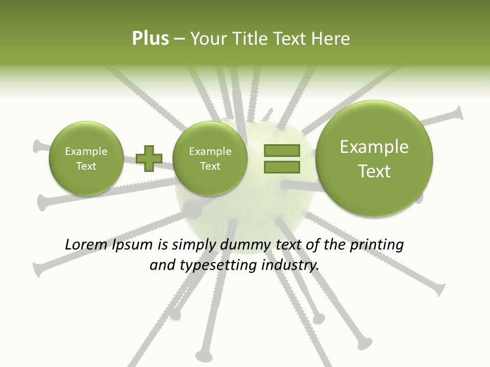 A Green Apple With Many Black Screws On It PowerPoint Template